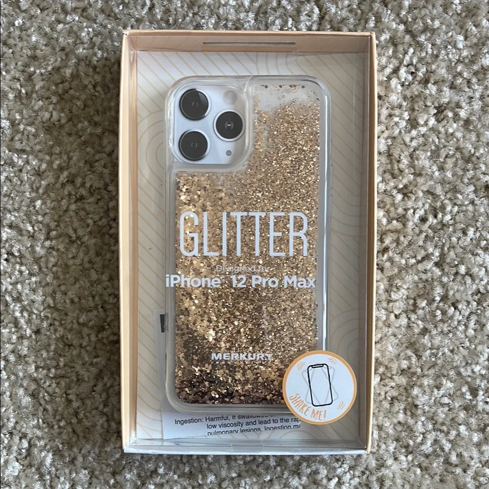 Merkury Innovations iPhone 12 Pro Max Gold Glitter Floating Protective Case